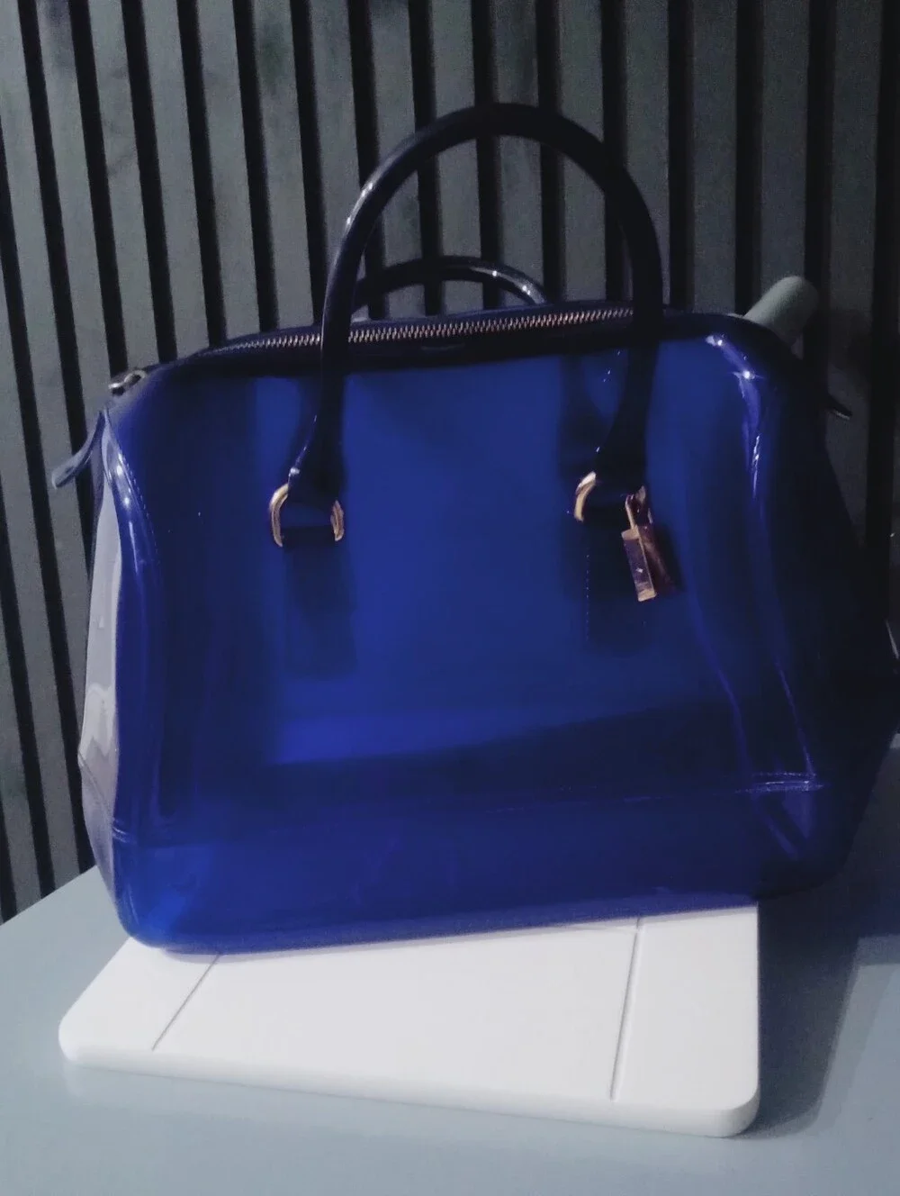 Blue Transparent Dome Satchel Handbag Make Furla
